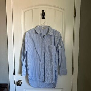 Blue Striped Button-Up Shirt